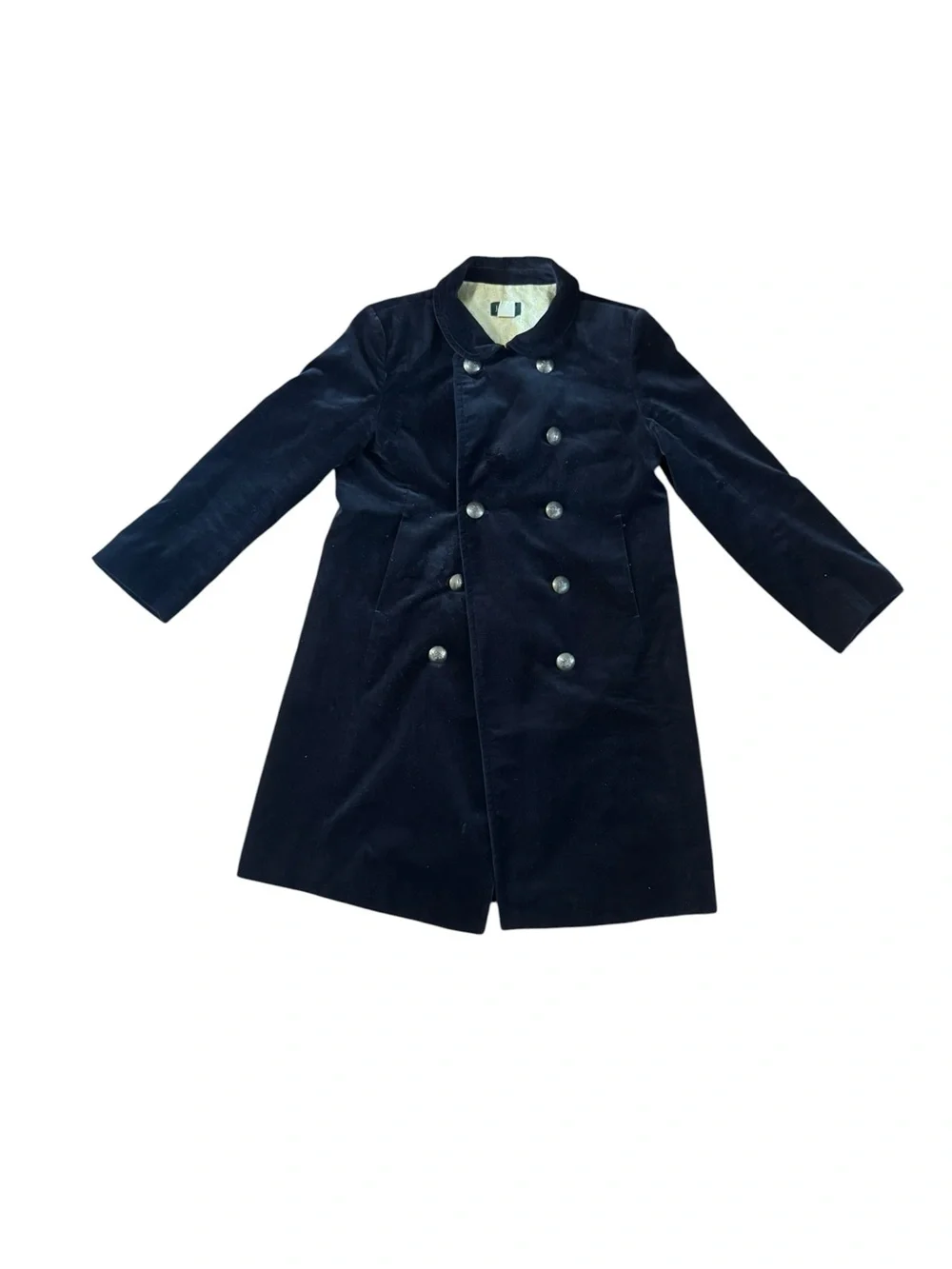 J Crew Peacoat Military Women's 6 Black Velvet Double Breasted Coat Gold Button